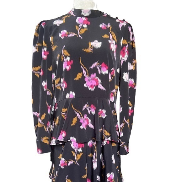 Who What Wear Dresses & Skirts - Who What Wear size‎ large black floral layered dress , buttons on neck shoulder